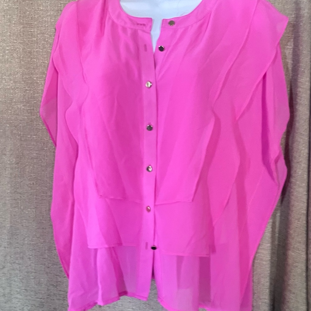 Jennifer Lopez Vibrant Pink Button-Up Blouse